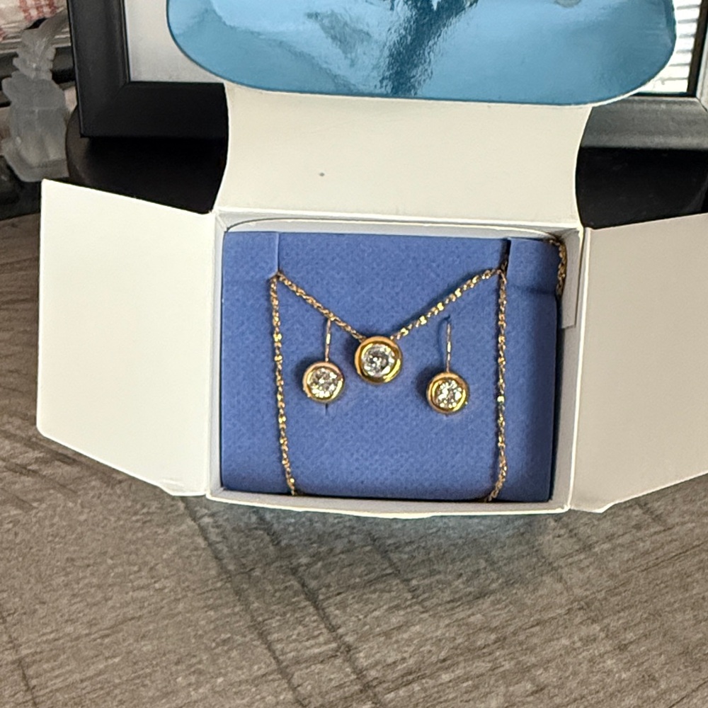 Avon Bezel Set CZ Two Piece Set